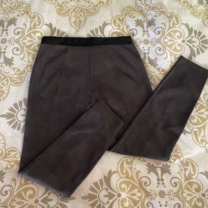 White House Black Market vegan suede leggings with vegan leather trim Sz 6-8